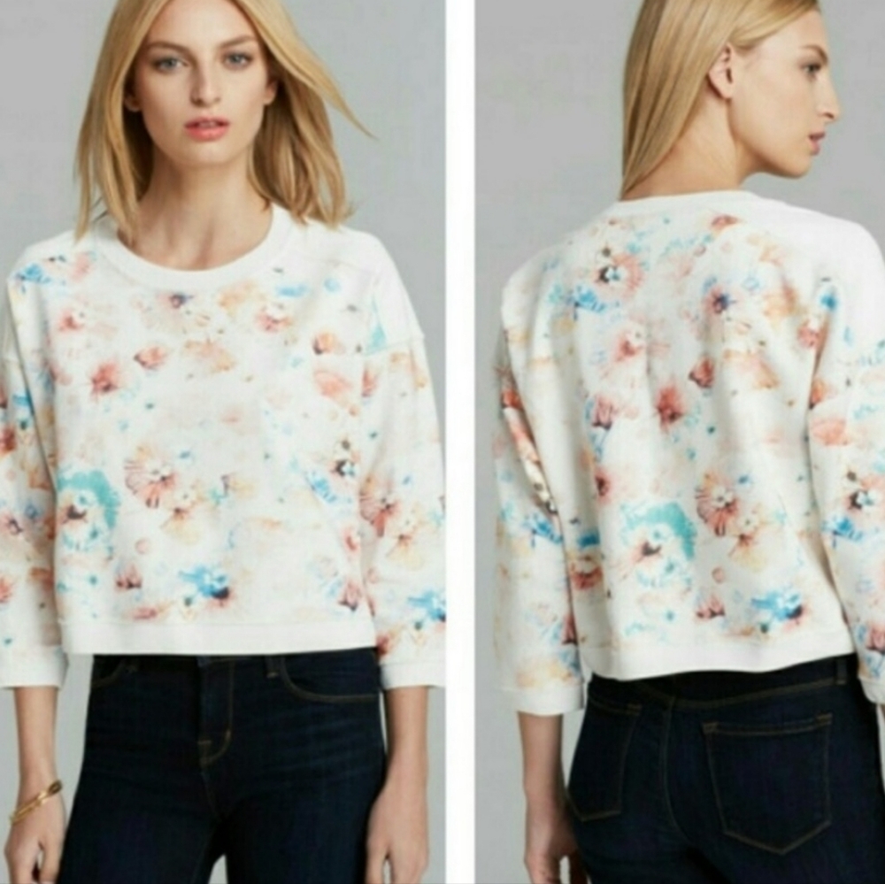 Rebecca Taylor Floral Print Sweatshirt - White and Blue